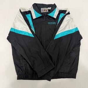 Vintage 80s 90s Cotler Mens XL Windbreaker Jacket Black‎ Teal White Colorblock